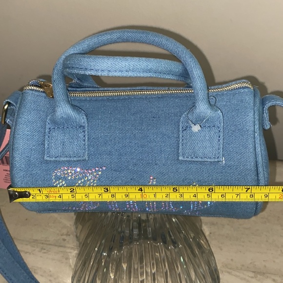 New Juicy Couture Mini Denim Tote, adjustable strap, embellished rhinestone Logo - Picture 6 of 7